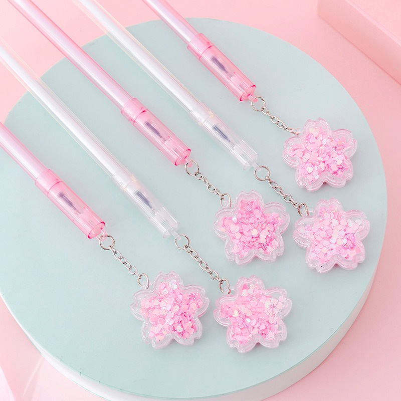 OVERFLOWS.ID Pulpen Gantungan Bunga Sakura Lucu Pen Flowers Bolpoin Pink Import Murah