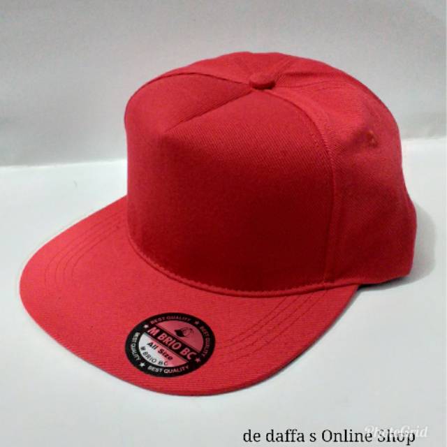 Topi Snapback Polos Dewasa Full MERAH Bahan Rapel Distro Berkualitas - MERAH