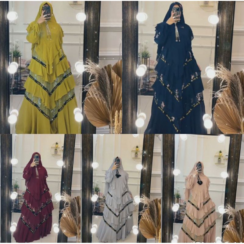 Elnaka 166_ gamis syari ceruty brukat premium by elnaka