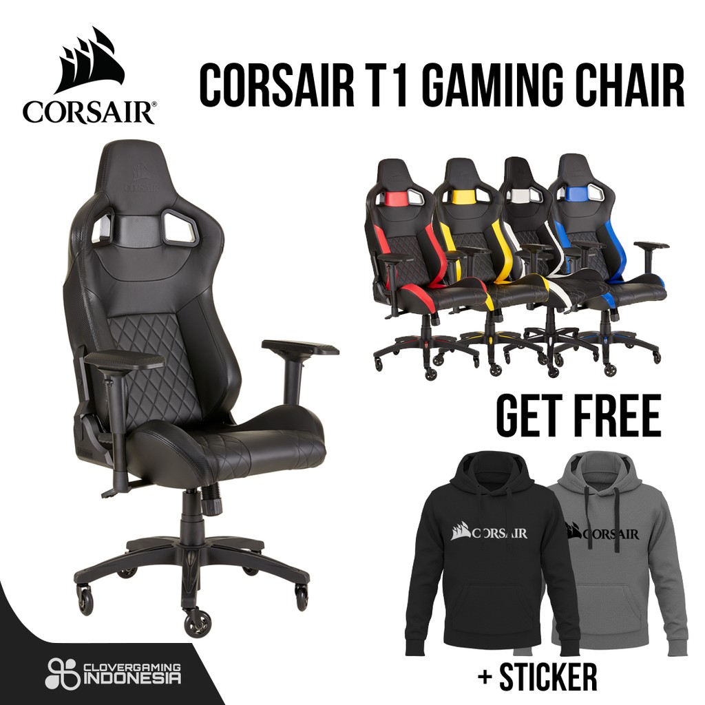 Corsair T1 Race 2018 Gaming Chair Black Blue Red White Yellow Shopee Indonesia