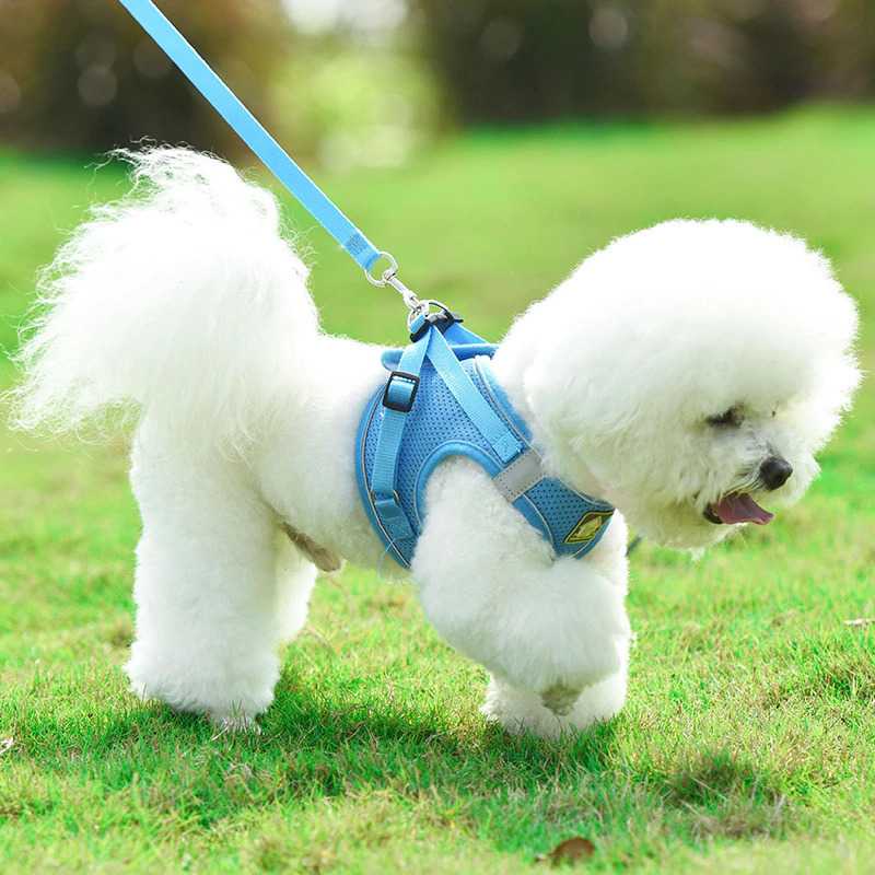 Harness Anjing / Harness Kucing / Pakaian Rompi Mesh Anjing Chest Harness Vest with Dog Leash