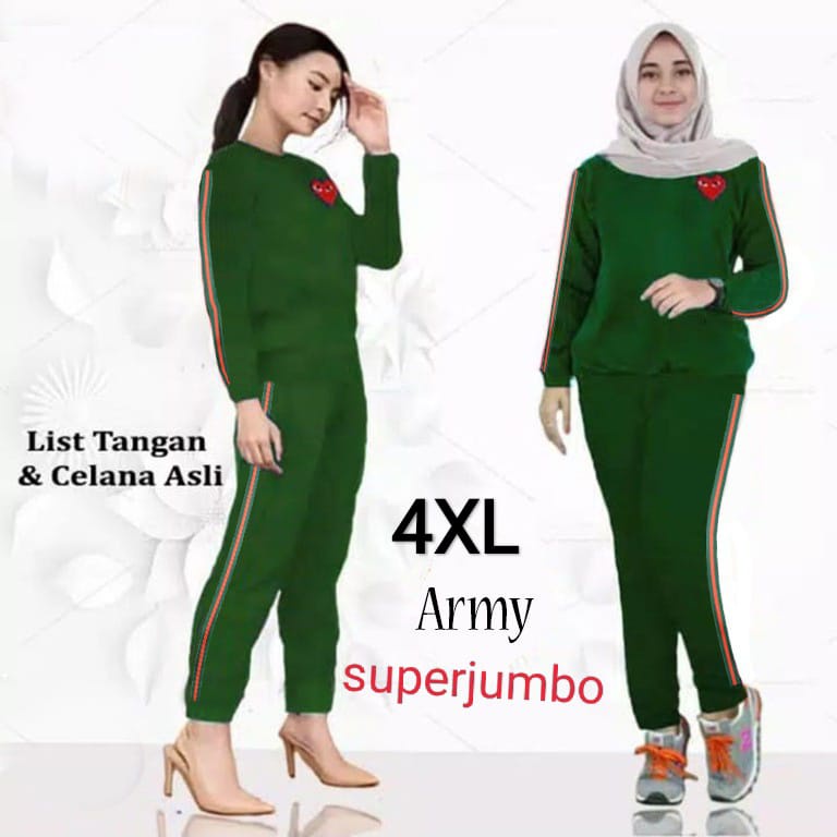 PIK - Setelan Training Love XL, XXL, 3XL, 4XL / PAKAIAN TRAINING WANITA / BAJU OLAHRAGA TERMURAH