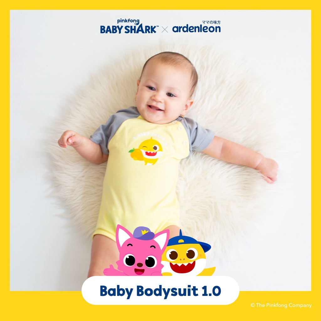 Baju Bayi Romper Bodysuit Jumper Segitiga Ardenleon Pinkfong Baby Shark 0 -18 Bulan