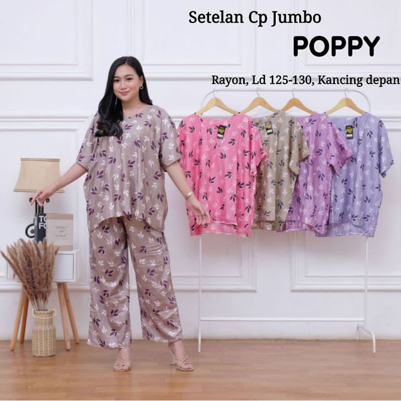 SETELAN CELANA PANJANG JUMBO POPI LD 125 CM / BABY DOLL JUMBO WANITA / ONE SET JUMBO MURAH BUSUI