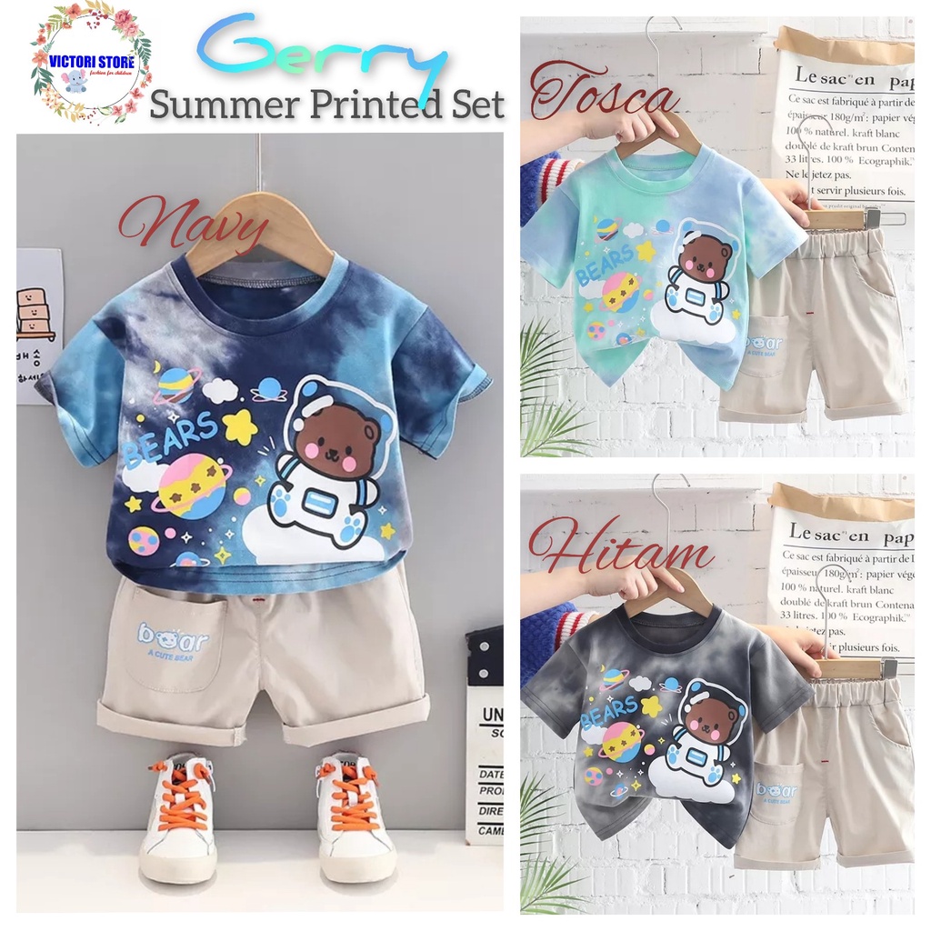 Setelan Anak Laki Laki GERRY Baju Anak Set Kaos Gradasi dan Celana Pendek Summer Korean Style Import