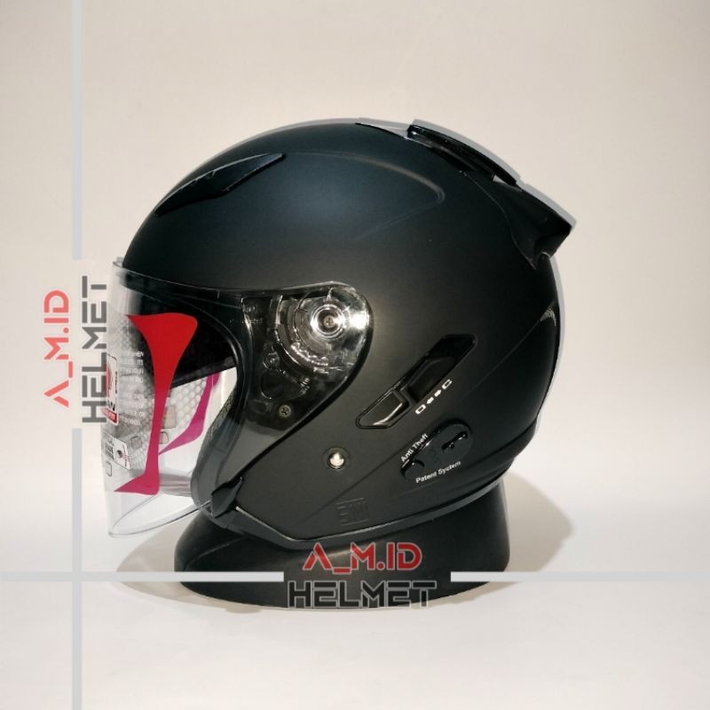 HELM KYT GALAXY FLAT R SOLID POLOS BLACK MATT DOUBLE VISOR KYT HELM GALAXY FLAT HITAM DOFF