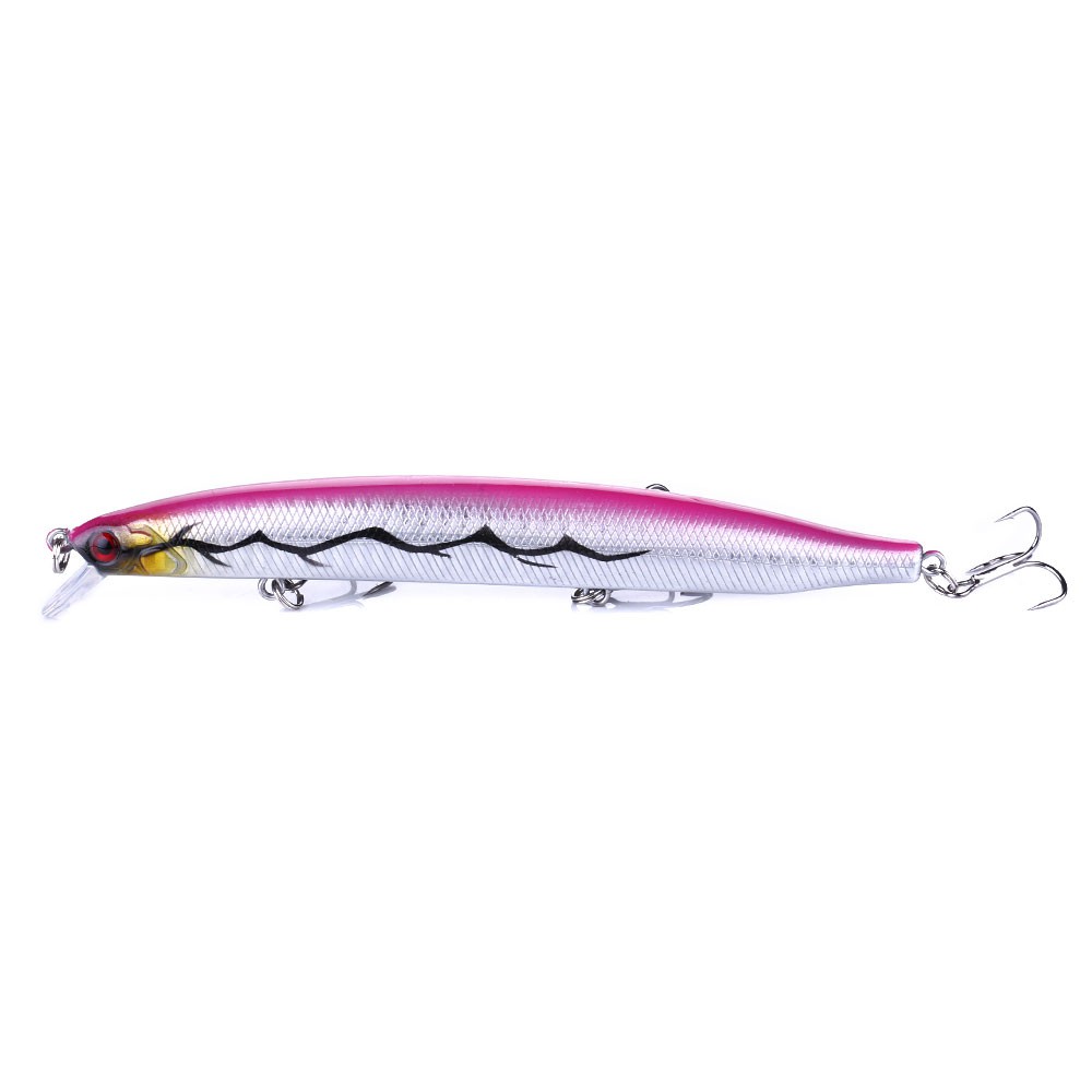 Hengjia 10PCS / set Umpan Pancing Ikan Minnow Mata 3D 13.5CM 18.5G Dengan Kail Treble Untuk Laut