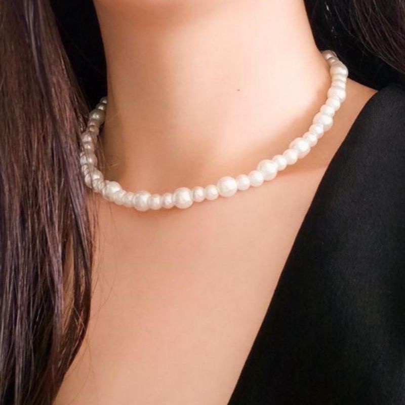 Yura Korean Pearl Choker Necklace Combination Kalung Mutiara Korea Kombinasi