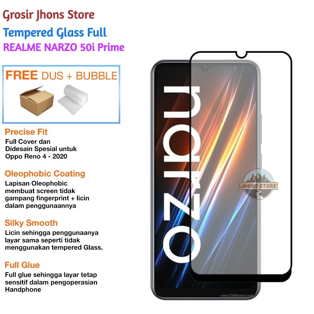 Tempered Glass Realme Narzo 50i Prime Full Cover Anti Gores Realme Narzo 50i Prime 2022