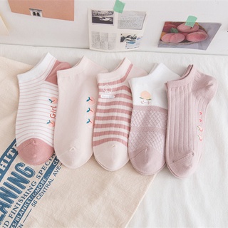 GO!KK707 Kaos Kaki Pendek Wanita Motif Warna Pink Fashion Korean Unisex Semata Kaki Putih Socks Import Ankle Socks