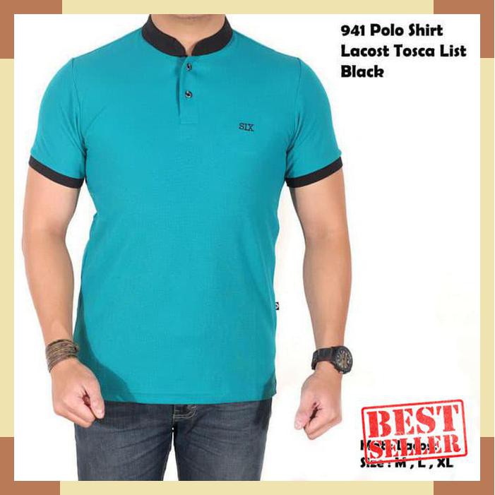 Best Seller polo shirt pria polos pendek tosca / kaos kerah sanghai tosca pria - Hijau Tosca- M