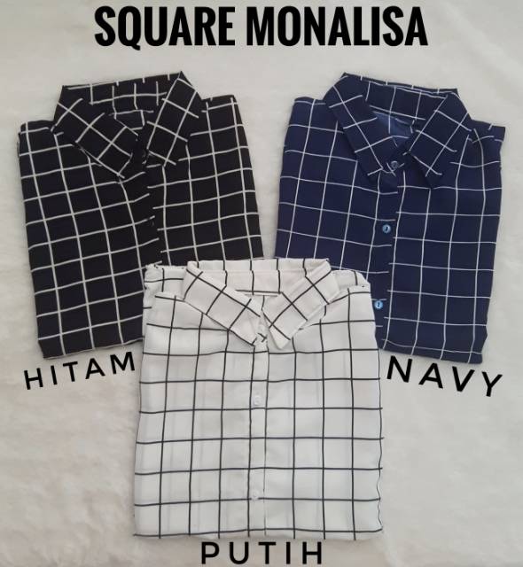 Kemeja Motif Kotak Kotak Square Wanita