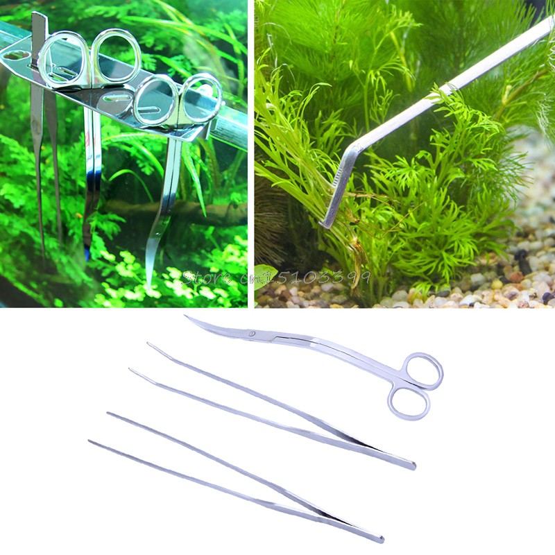 3in1 Aquarium Aquatic Live Plants Maintenance Tweezers Scissors Leveler Tool Kit Drop Ship