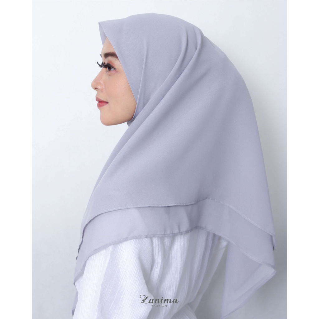 Jilbab Segi Empat Instan Double Layer Bahan Ceruti Babydoll - Zanima Grey