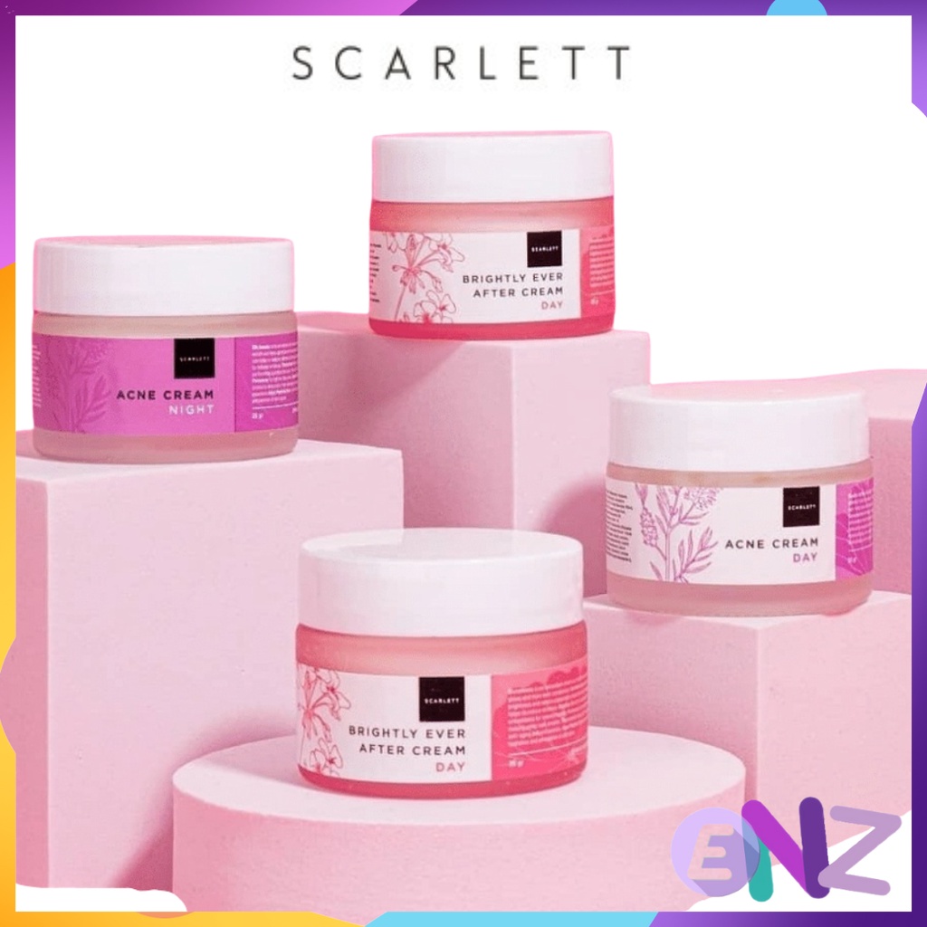 ENZ ® Scarlett Whitening Brightly Ever After day cream night cream/ scarlett acne day acne night cream /serum niacinamide smooth bright acne glow 2011