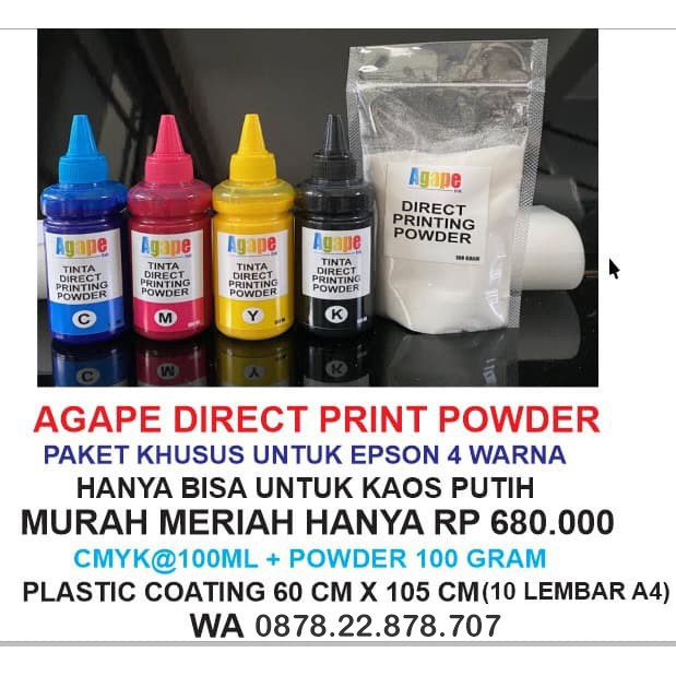 

Tinta DTF TINTA DIRECT PRINT POWDER Untuk Printer EPSON 4 WARNA