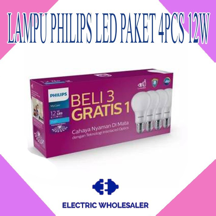 LAMPU PHILIPS LED PAKET 4PCS 12W