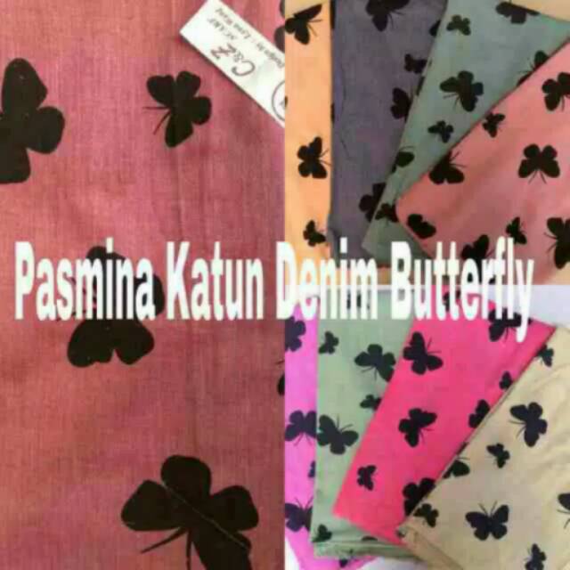 Pashmina Kupu Butterfly Denim C&Z
