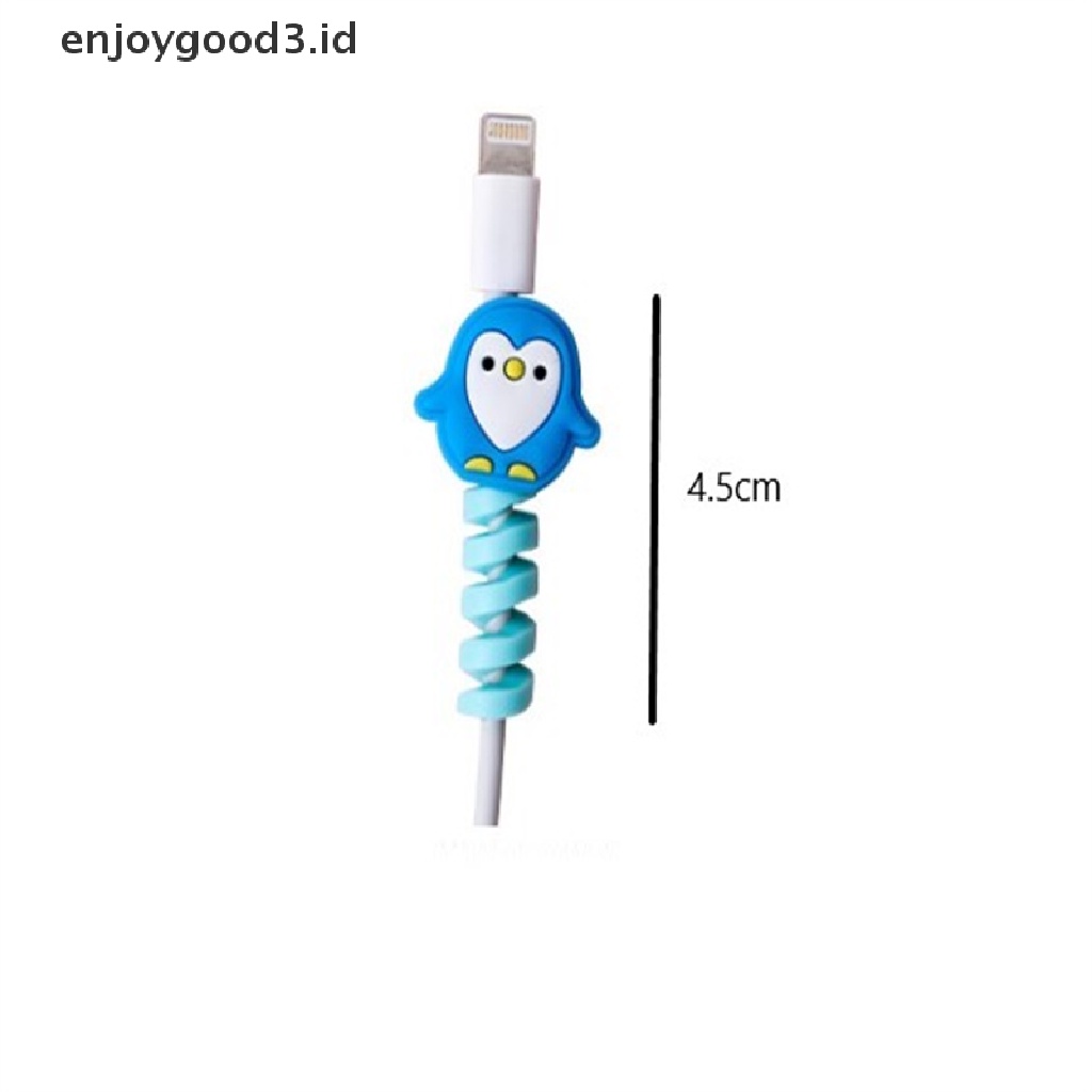 (Rready Stock) Pelindung Kabel Charger USB Bentuk Spiral Bahan Silikon Motif Kartun (ID)