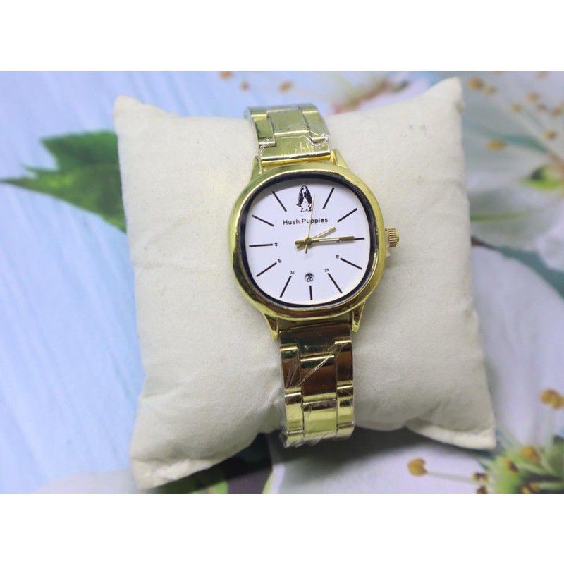 (Terima Cod)Jam Tangan Wanita Hushpuppies Oval Tanggal Aktif Strap Rantai(Dikirim Jakarta) ini