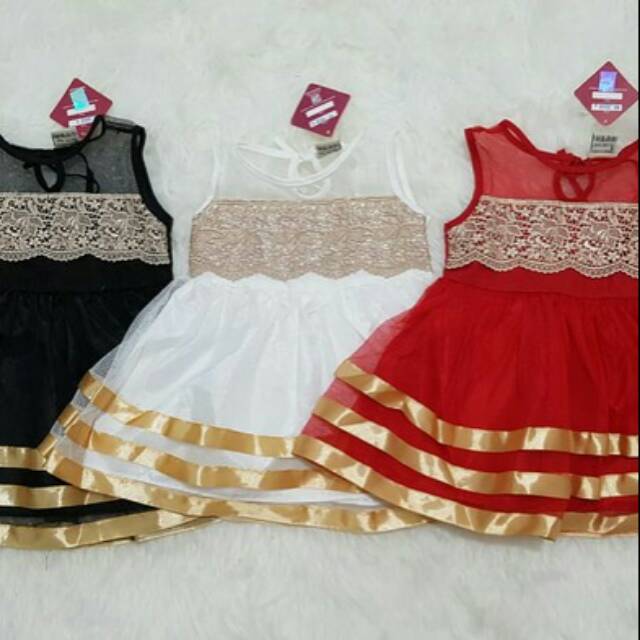 Baju Bayi Perempuan Gaun Pesta Renda Gold
