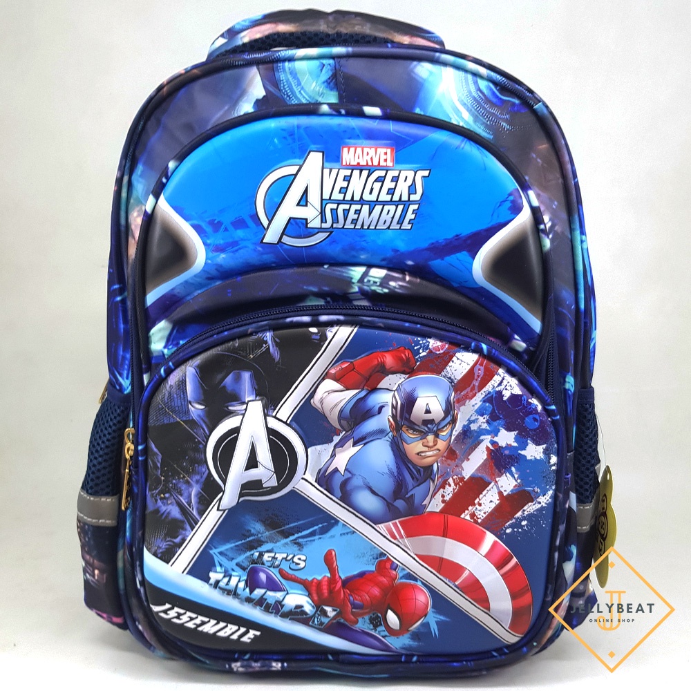 TAS RANSEL 3D ANAK SD 16 INCH KARAKTER CAPTAIN AMERICA