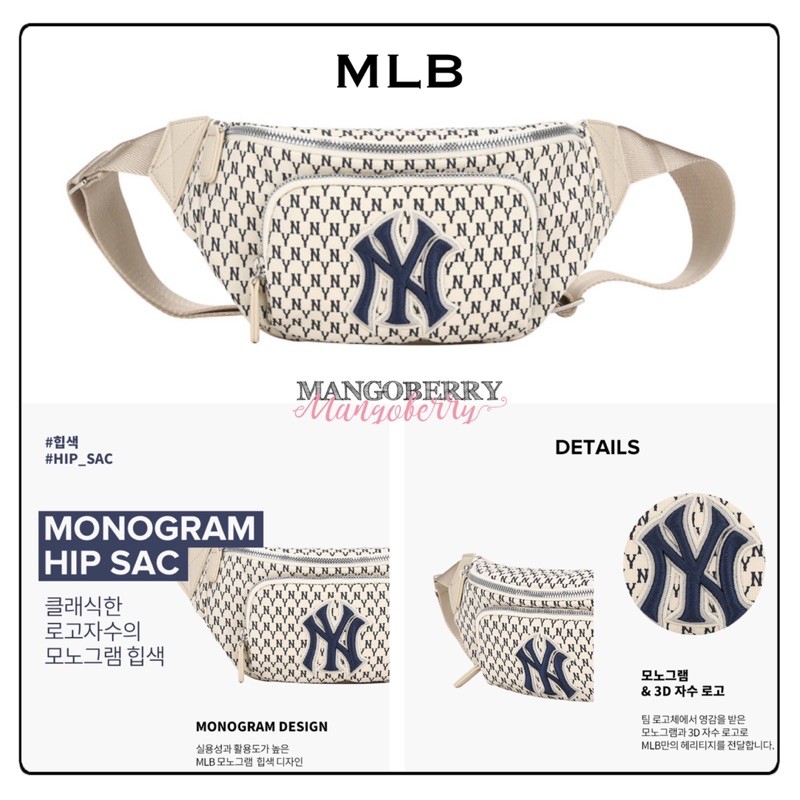 MLB NY Yankees monogram hip sac waist bag - IVORY (100% original belt bag)