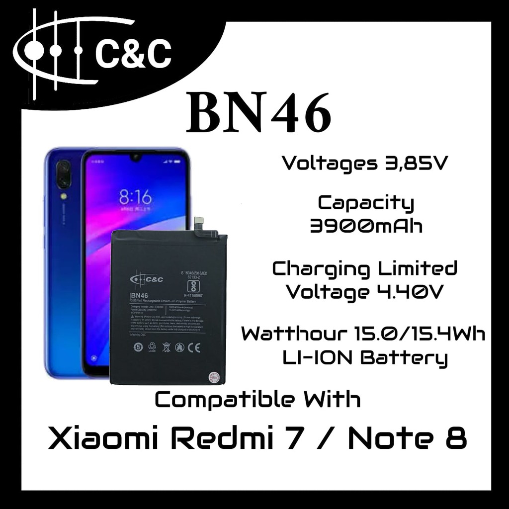 (P) Batre Baterai Battery Redmi 7 / redmi note 8 / BN46 Merk C&amp;C