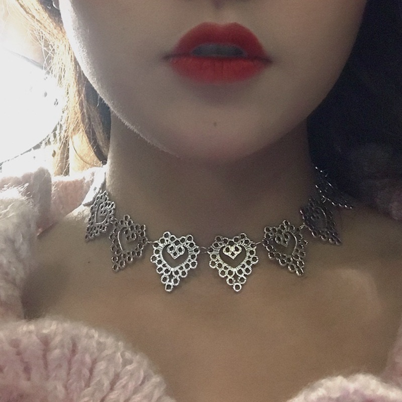 Fancyqube Kalung Choker Rantai Desain Hati Gaya Gotik Kpop Untuk Wanita