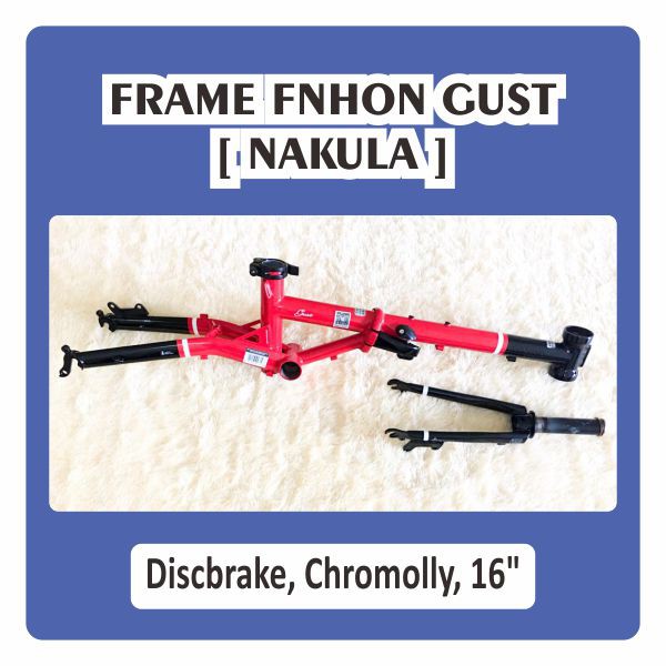 Frame Fork Fnhon Gust Wayang Nakula Discbrake Merah Hitam Merah Disc brake Db 16 inch Limited Fnhon