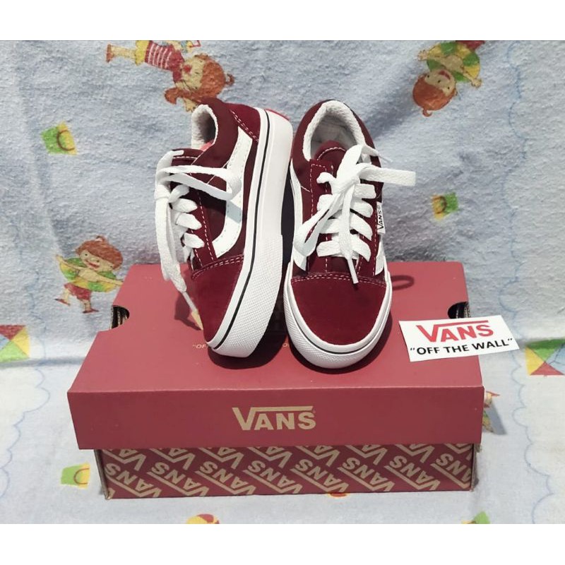 SEPATU V4NS ANAK OLDSKOOL MAROON VELCRO TALI SEPATU ANAK SEPATU ANAK PEREMPUAN SEPATU ANAK LAKI LAKI-2