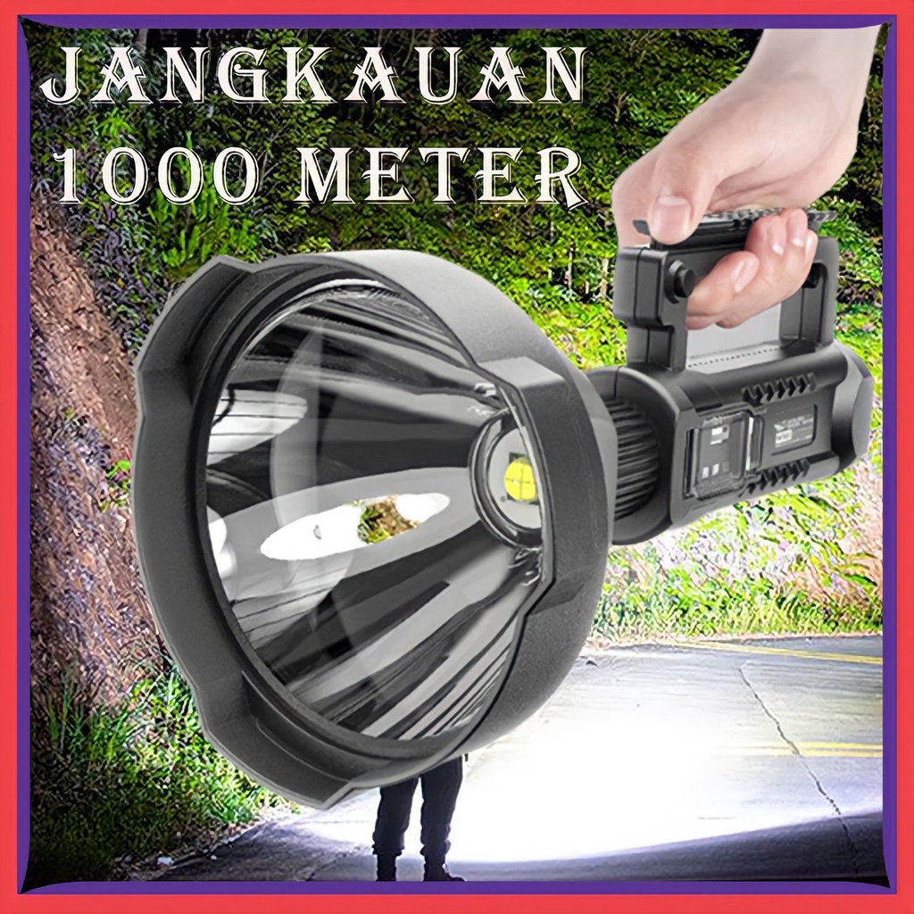 Lampu Senter LED Super Terang Jarak Jauh Anti Air Bisa di Cas Rechargeable