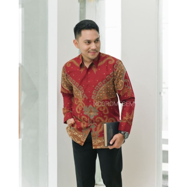 Batik lewung merah katun halus full furing