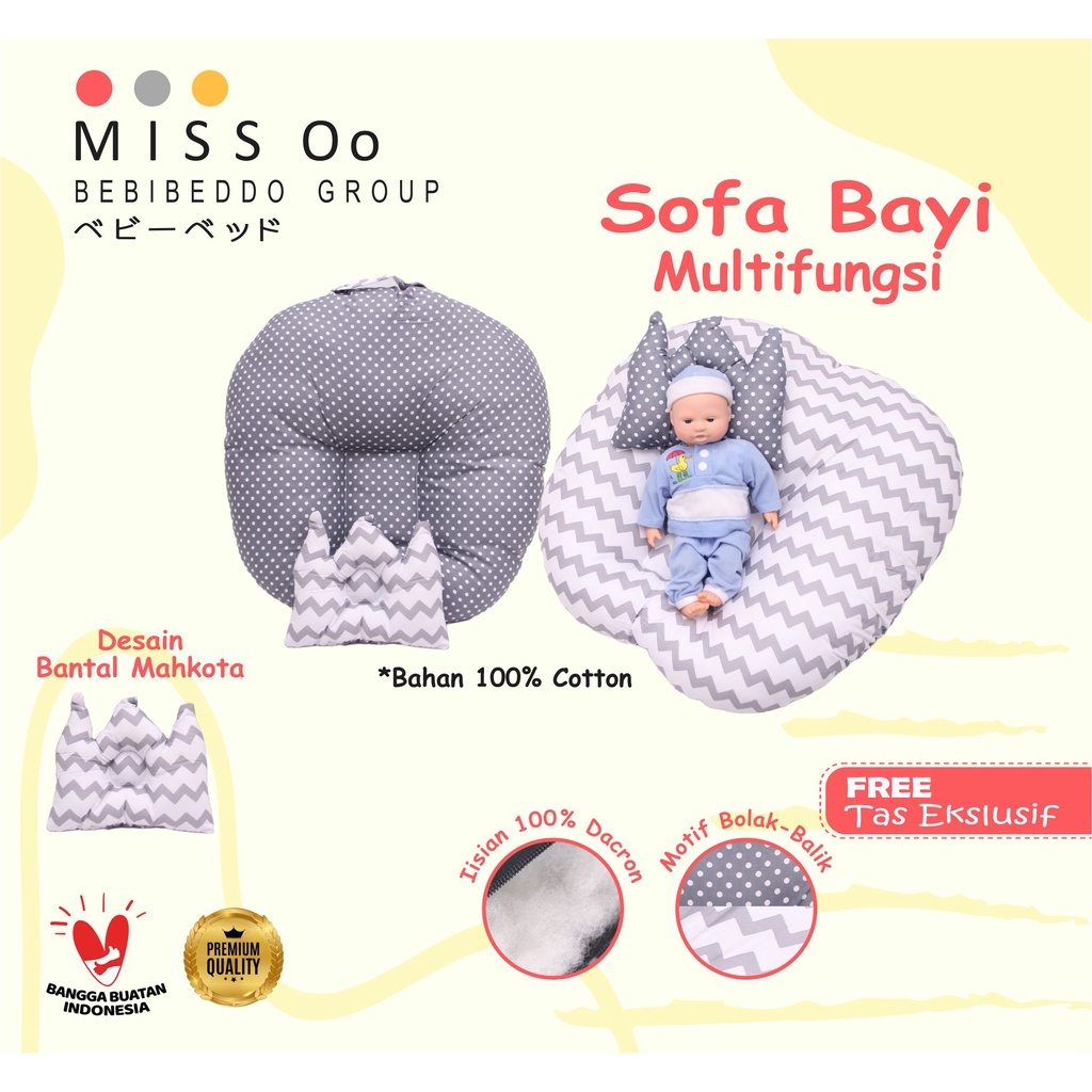 Sofa bayi / baby launger FREE bantal mahkota bayi dan tas