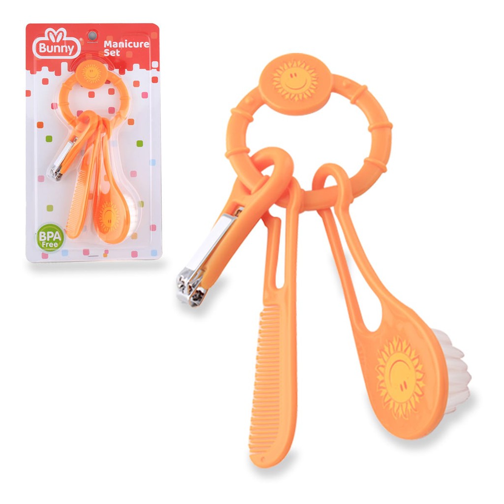 Lusty Bunny Manicure Set / Sisir Gunting Kuku Bayi 3in1-Sun Orange