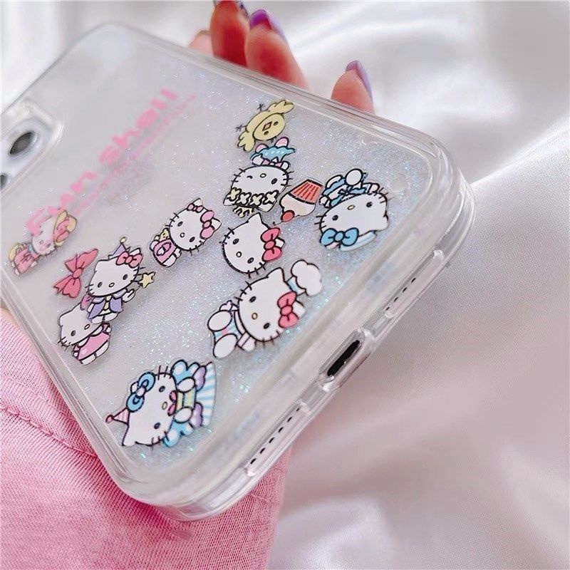 Hello Kitty Casing Air Glitter water Iphone 7 8 7+ 8+ X Xr Xs Max 11 Pro 12 Pro Max Fh25