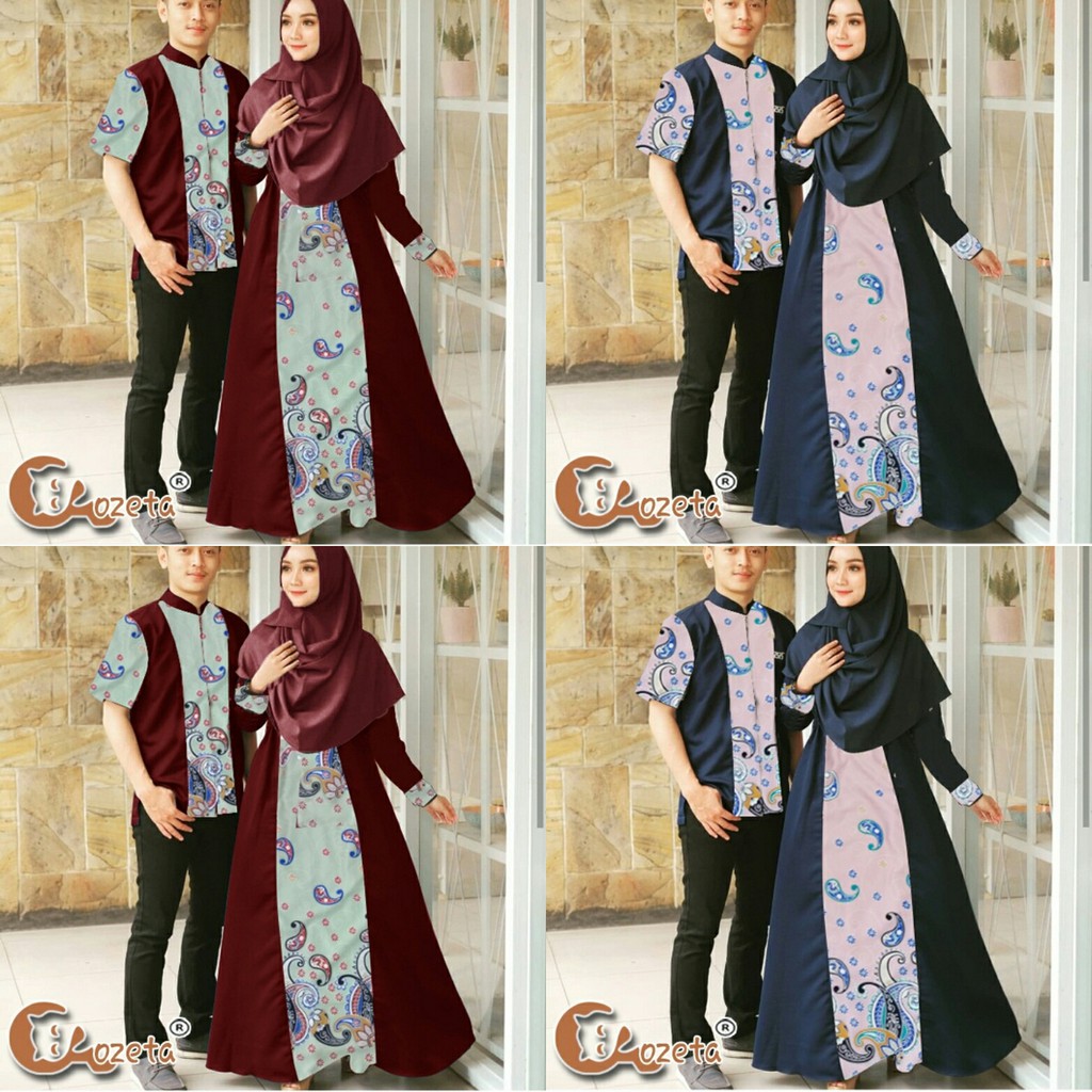 BAJU COUPLE BATIK TERBARU CP ZEATA 2IN1  HD28  BAHAN FULL KATUN MIX SATEN MAXMARA. 1PCS GAMIS