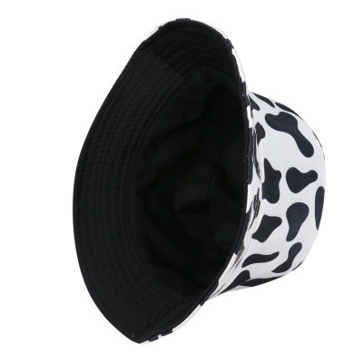 Topi Bucket Pria Dan Wanita Motif Print Panda Sapi Warna Hitam Dan Putih Untuk Musim Panas