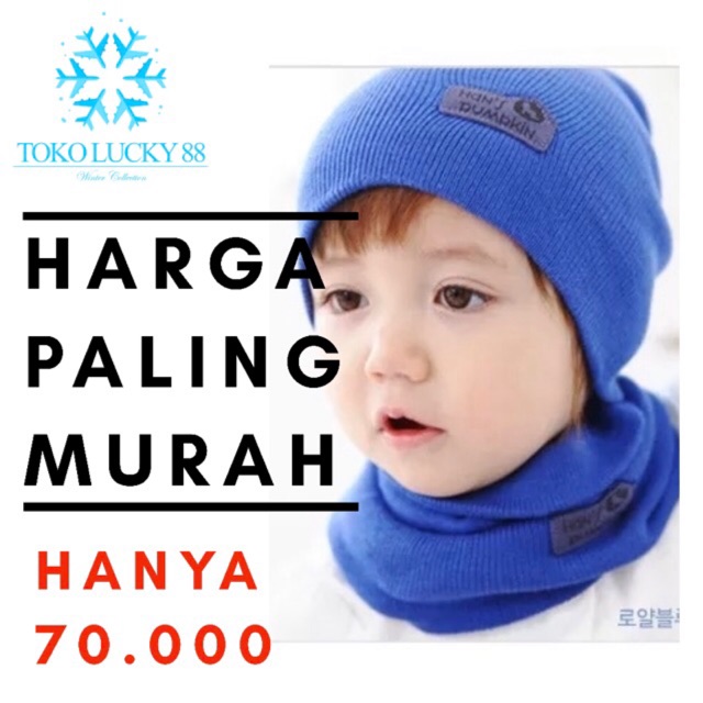 IMPORT Hat + Scarf Kids Topi kupluk anak dan syal anak bahan lembut