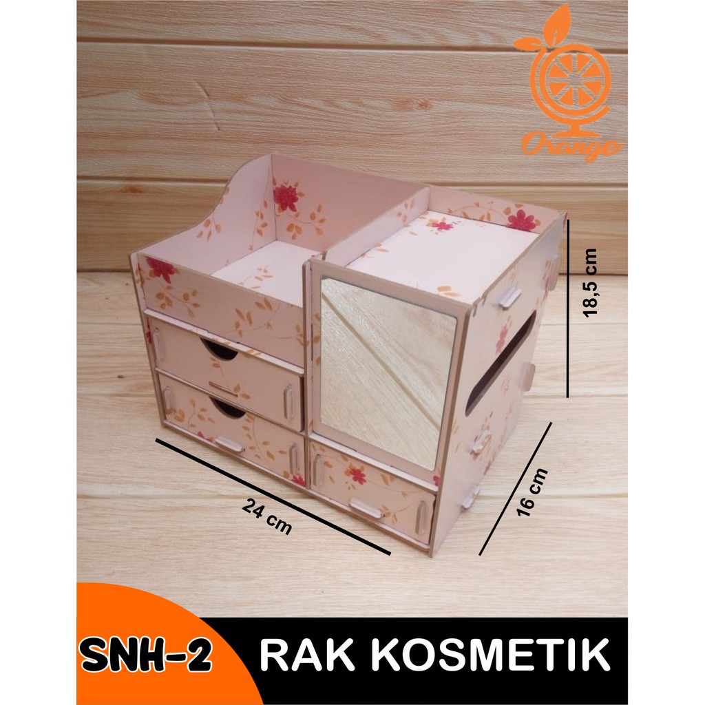 Rak Kosmetik mini Tempat make up Bahan Kayu Rak cosmetic Cermin serbaguna elegan  HomeLiving