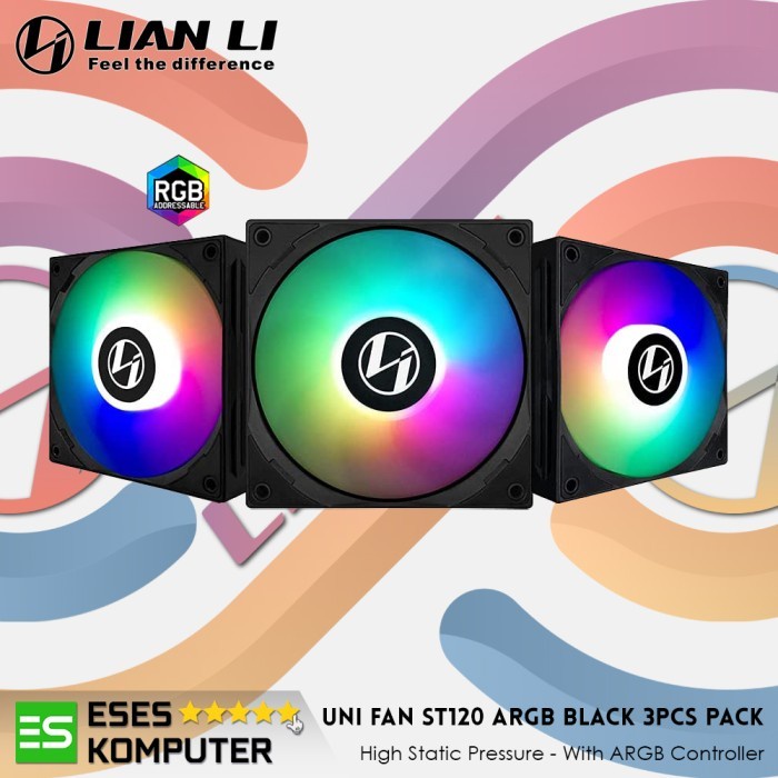 Fan LIAN LI ST120 BLACK - 3PCS 120MM PWM ARGB Sync with FAN CONTROLLER