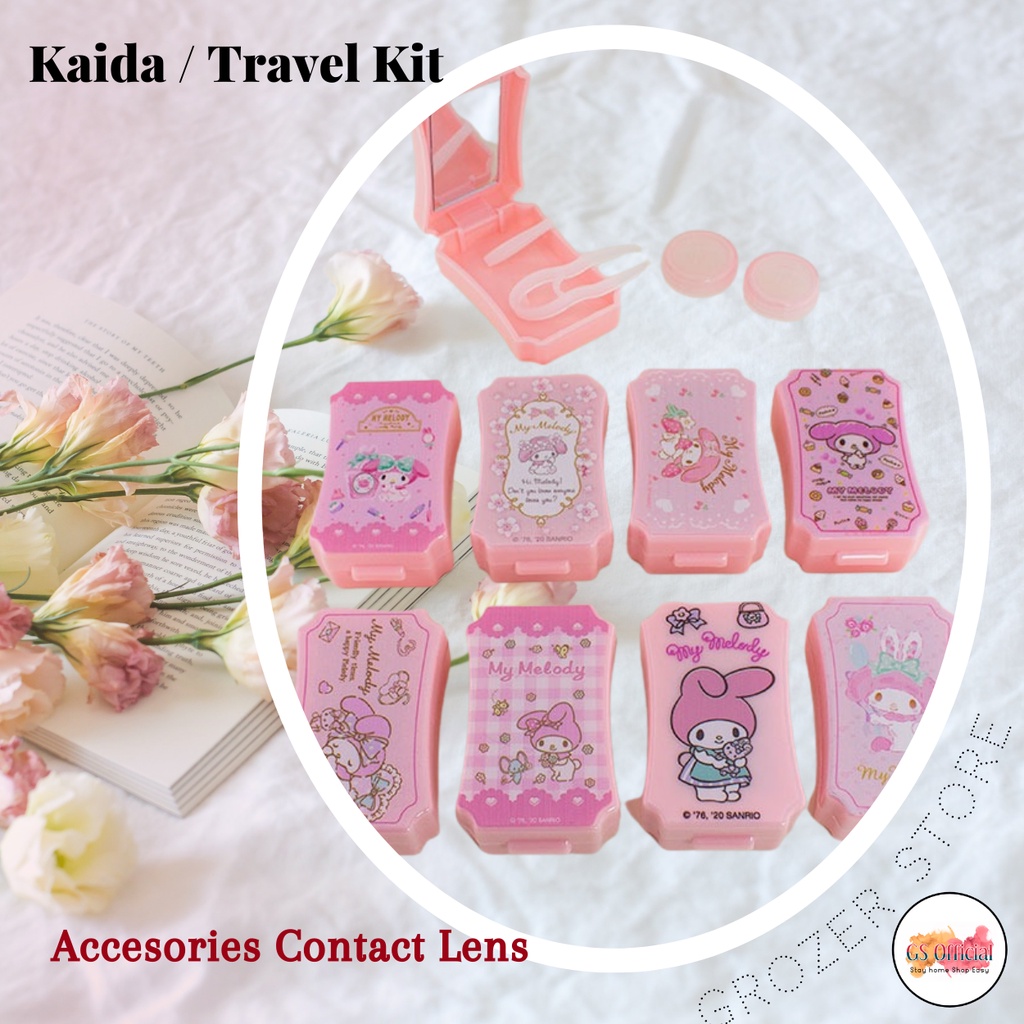 TEMPAT SOFTLENS MINI KACA - WARNA PINK MOTIF RANDOM