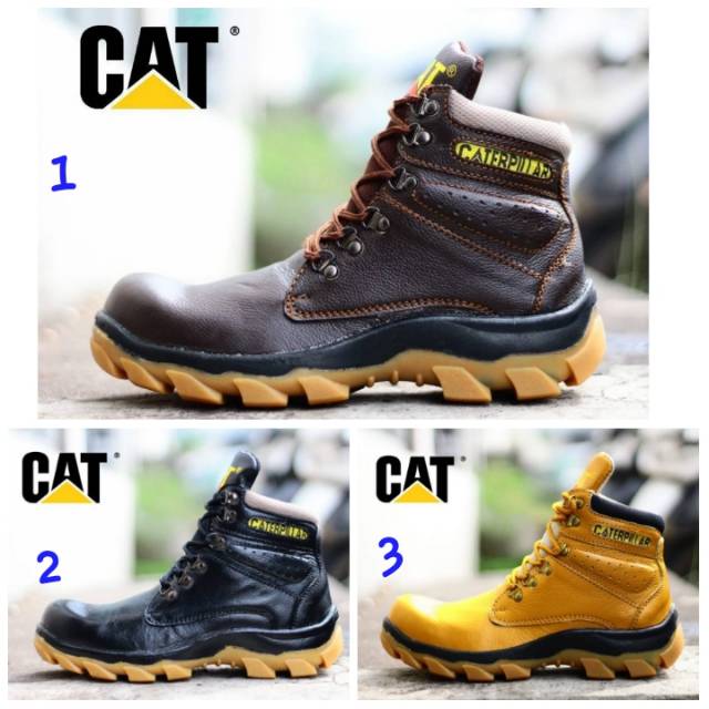 Sepatu Boots Pria Caterpillar Safety Kulit