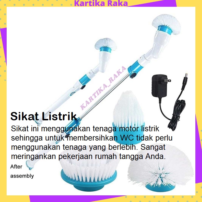 KR Sikat Pembersih Elektrik Listrik WC Lantai Dinding Toilet Pembersih Kamar Mandi Dapur Gagang Panjang Pel Otomatis