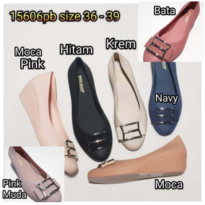 Ready Stock,, Sepatu Wedges Hitam Skl49 Sepatu Hak Tinggi Wedjes  NK444 Jelly Shoes Karet Bara Bara