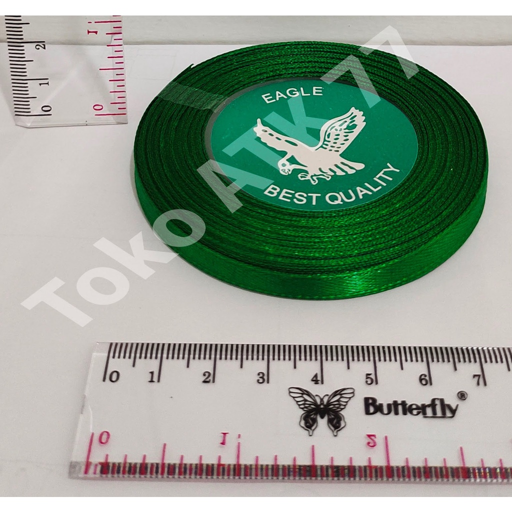 

Pita Kado Kain Satin 0.25" 0,25" 1/4" seperempat inch Hijau Tua READY STOCK