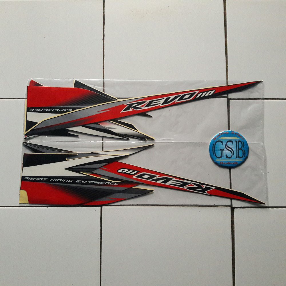 Variasi Striping Stiker Motor Honda Revo 110 2012 Hitam Merah