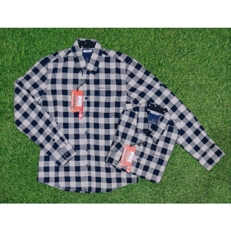 BAJU CARDINAL ORIGINAL KEMEJA PRIA CARDINAL ORI SLIMFIT KOTAK KOTAK LENGAN PANJANG