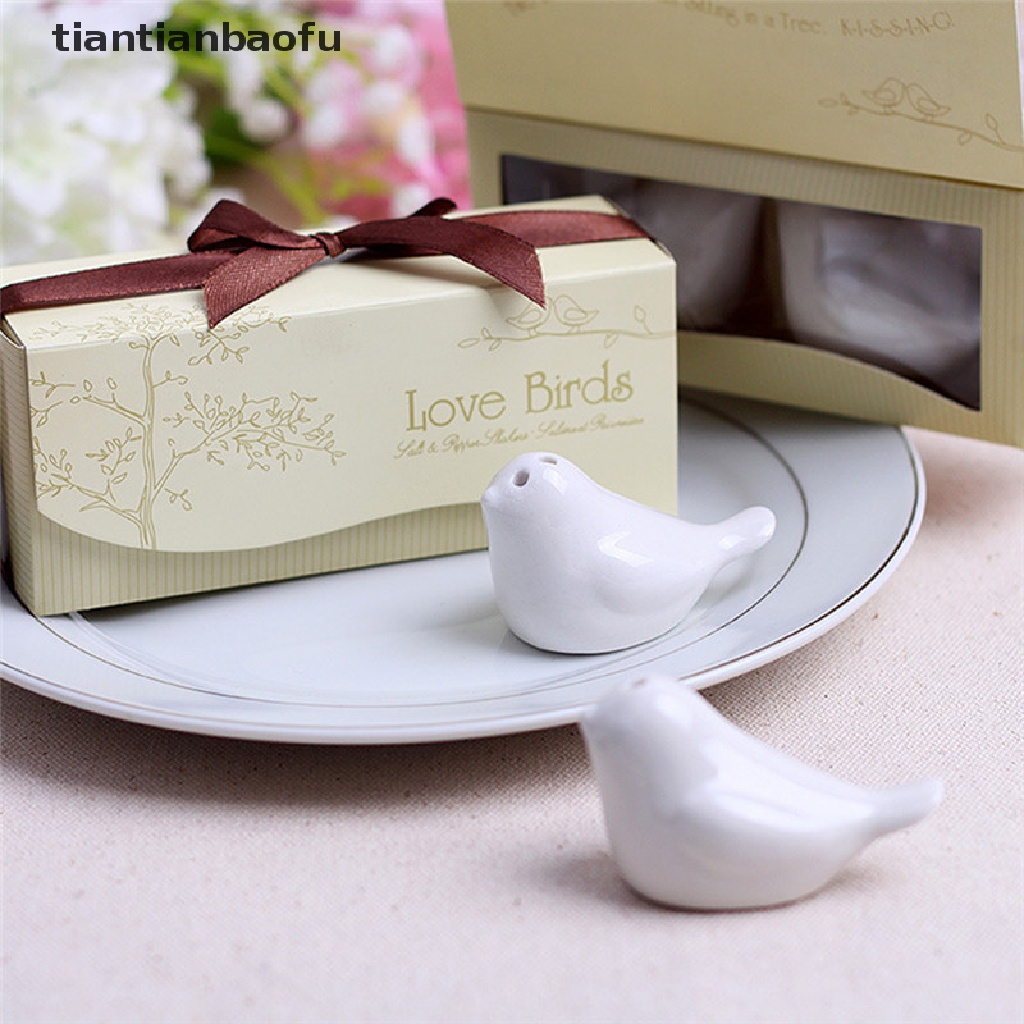 [tiantianbaofu] 2pcs Ceramic Love Birds Salt &amp; Pepper Shakers Wedding Bridal Shower Party Favors Boutique