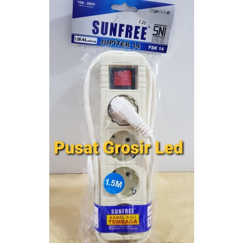 Stop Kontak 4 lubang Sunfree kabel 1.5 Meter / 3 meter / 5 meter